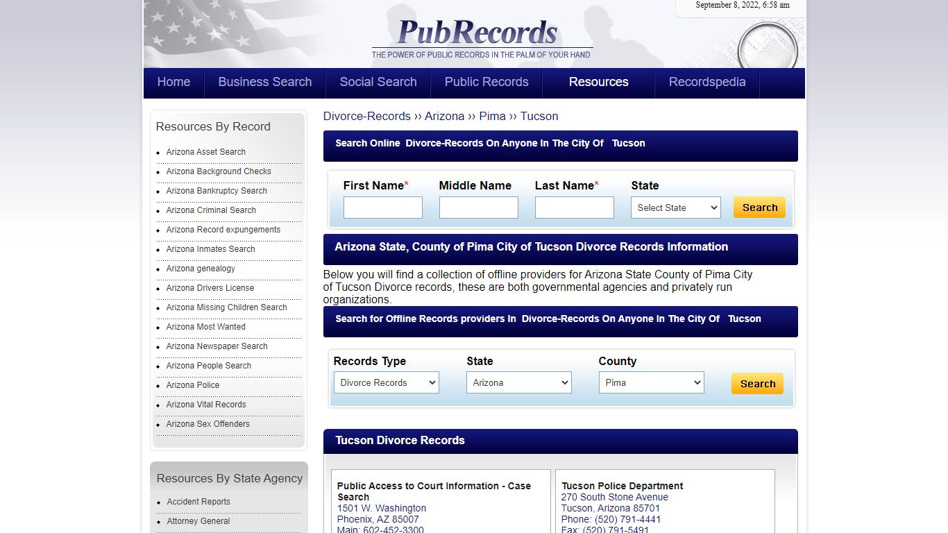 Tucson, Pima County, Arizona Divorce Records - Pubrecords.com